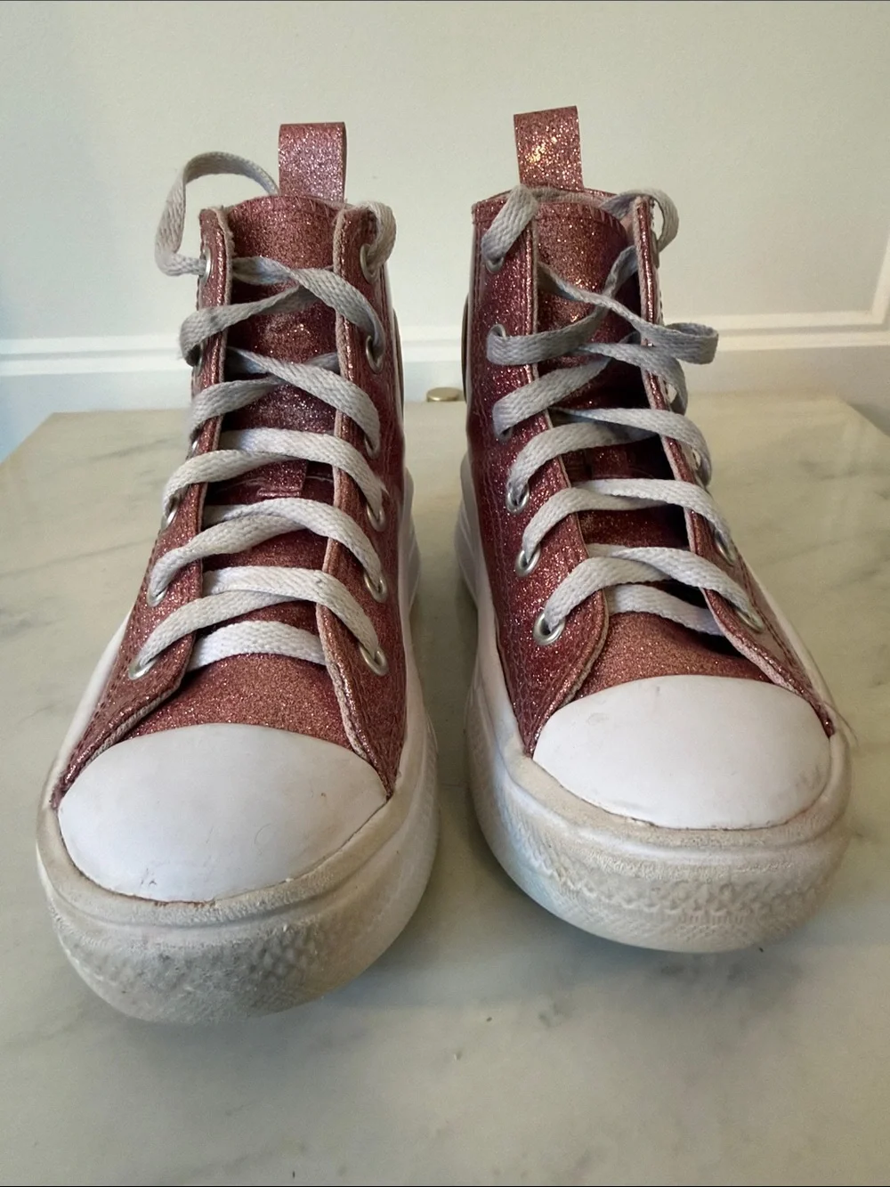 Converse Kids Glitter High Top Sneakers - PINK